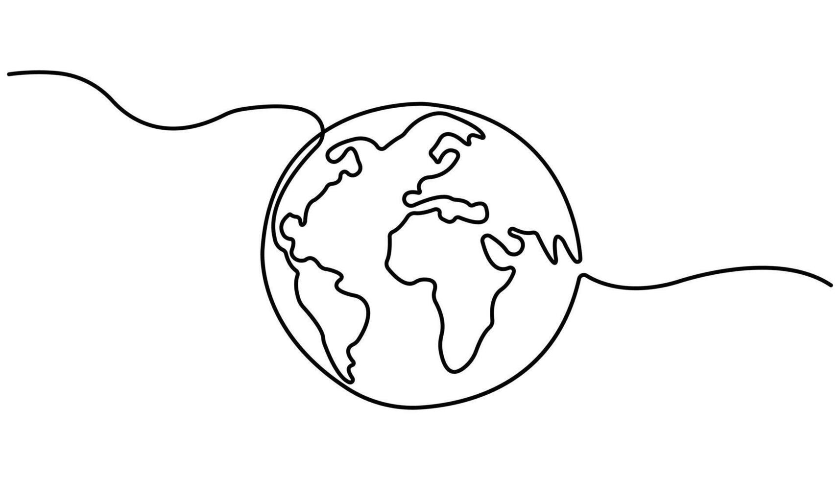 world map continuous one line drawing illustration minimalist design of minimalism isolated on white background vector