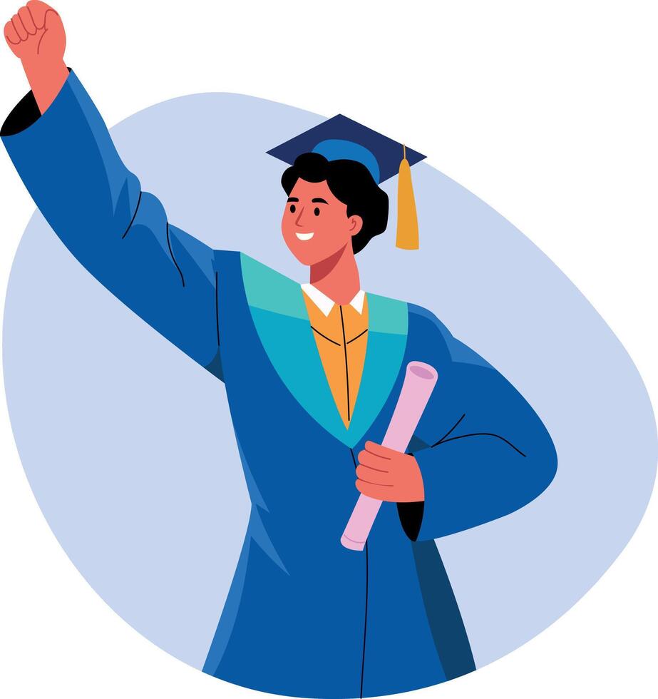 A flat style illustration of a degree holder vector