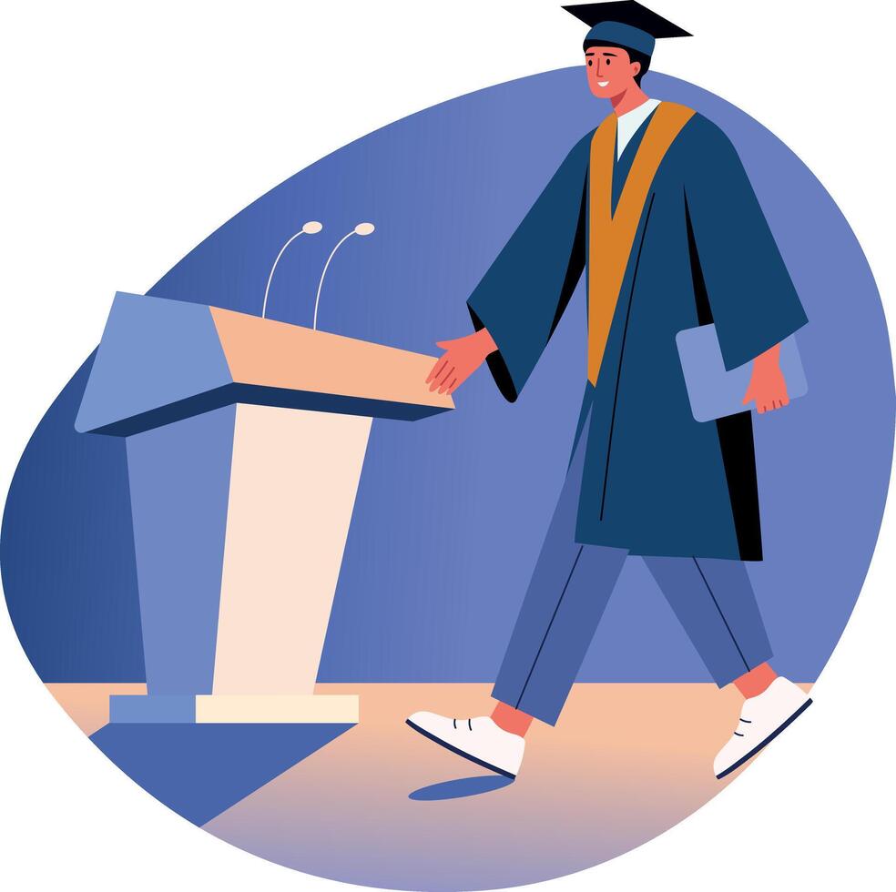 A flat style illustration of a graduate boy vector