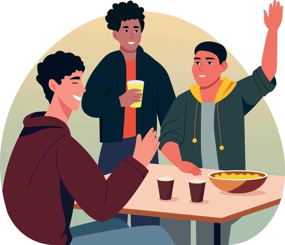 A group of friends celebrating together, flat illustration vector