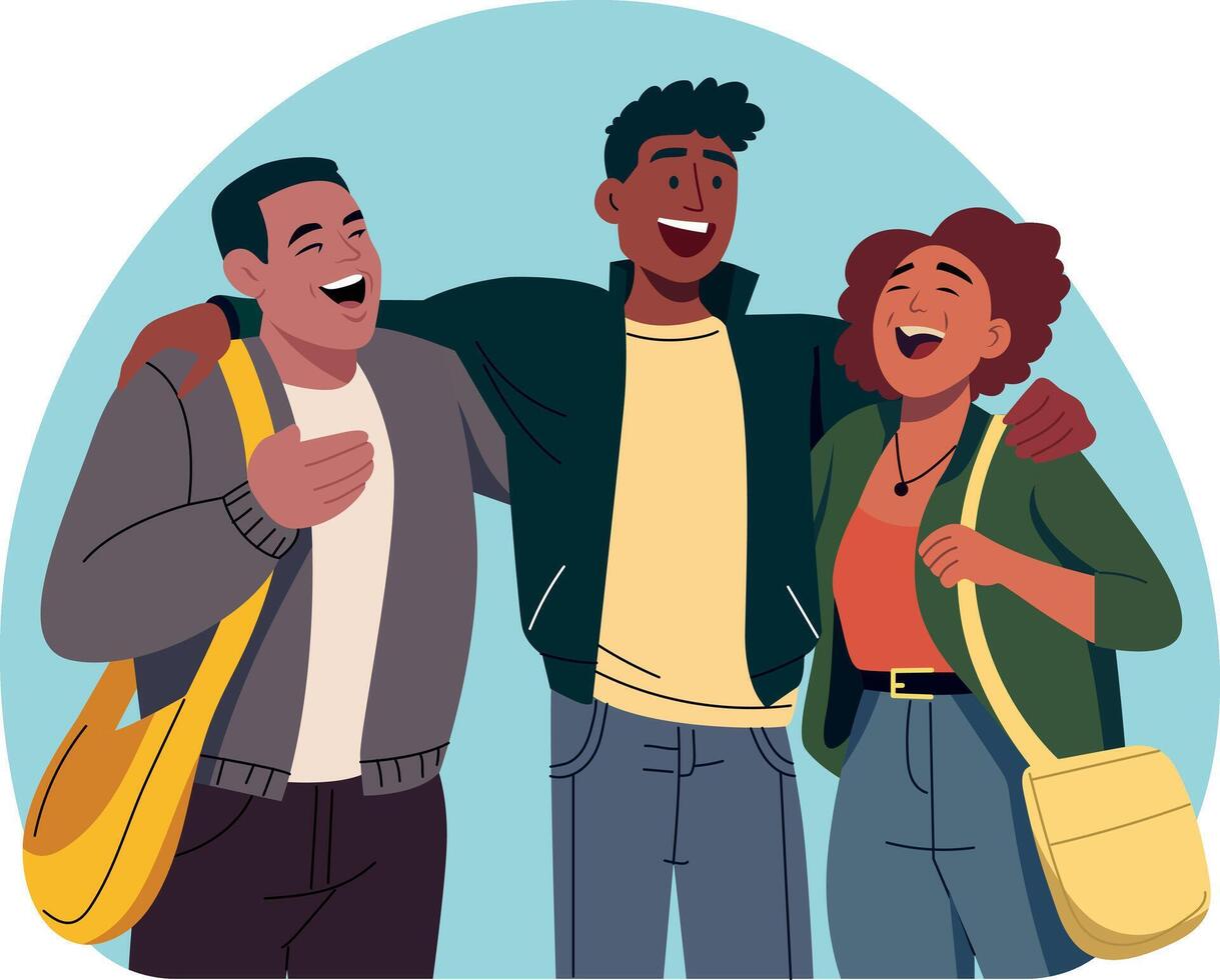A flat style illustration of friends laughing together vector