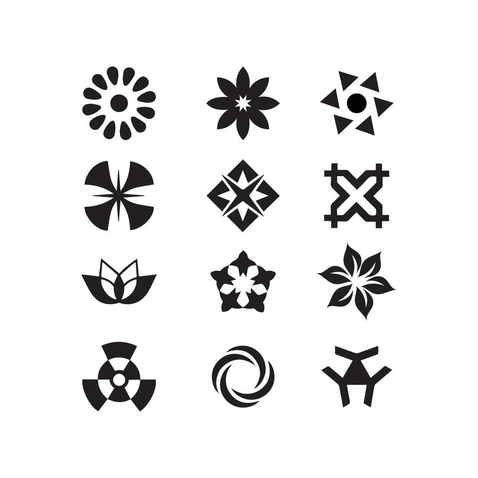 Collection of Black and White Floral Design Elements vector