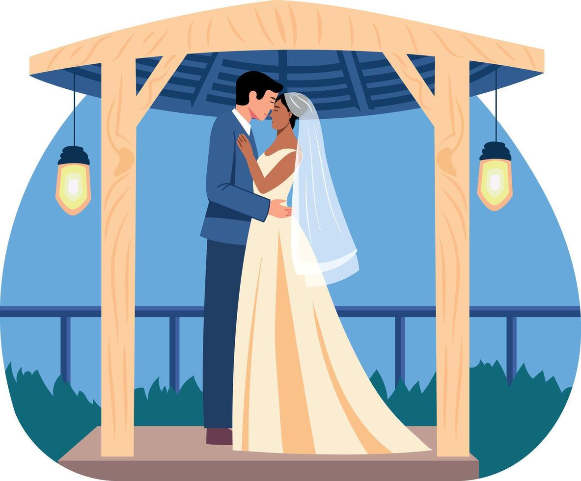 A flat style illustration of a bride groom vector