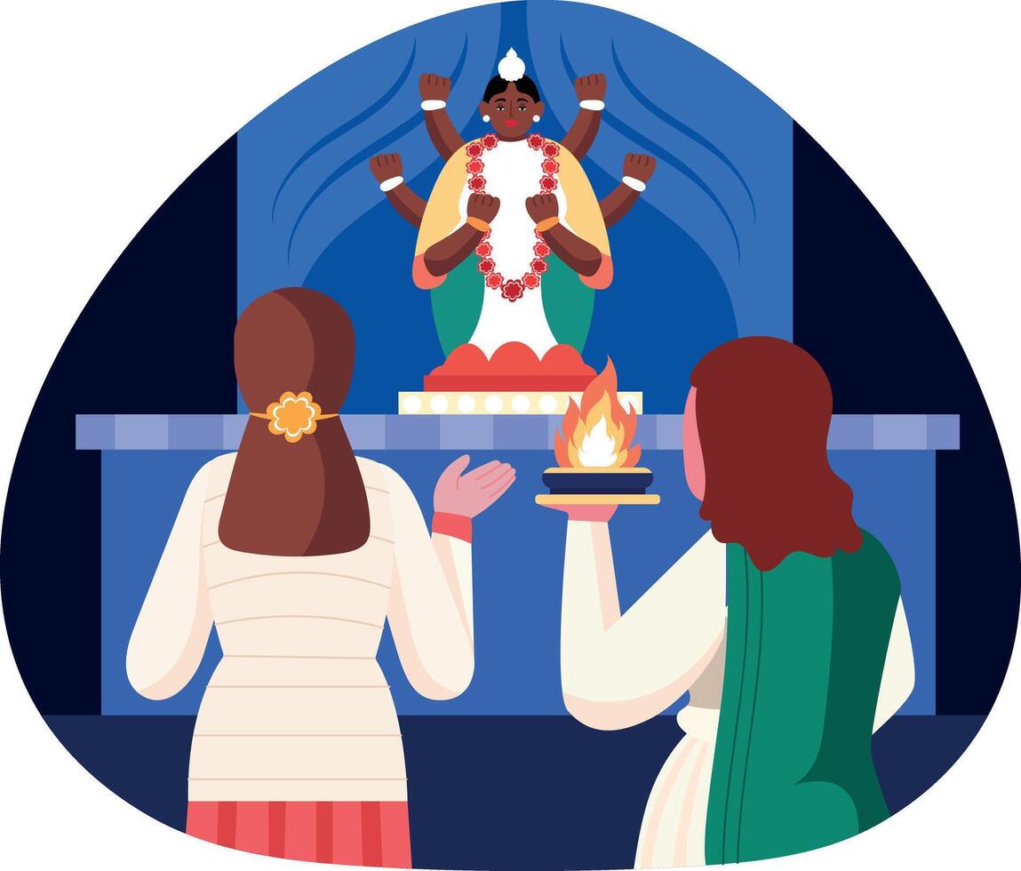 A flat style illustration showing idol worship vector