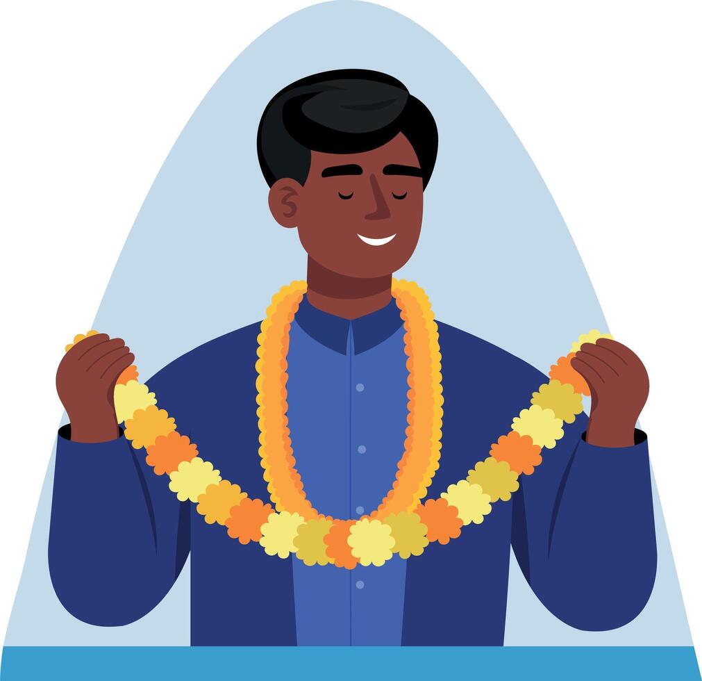 A flat style illustration of flower garland vector
