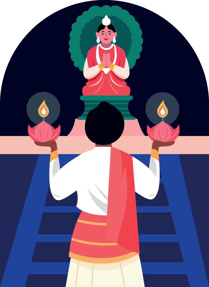 A flat style illustration showing hindu faith vector