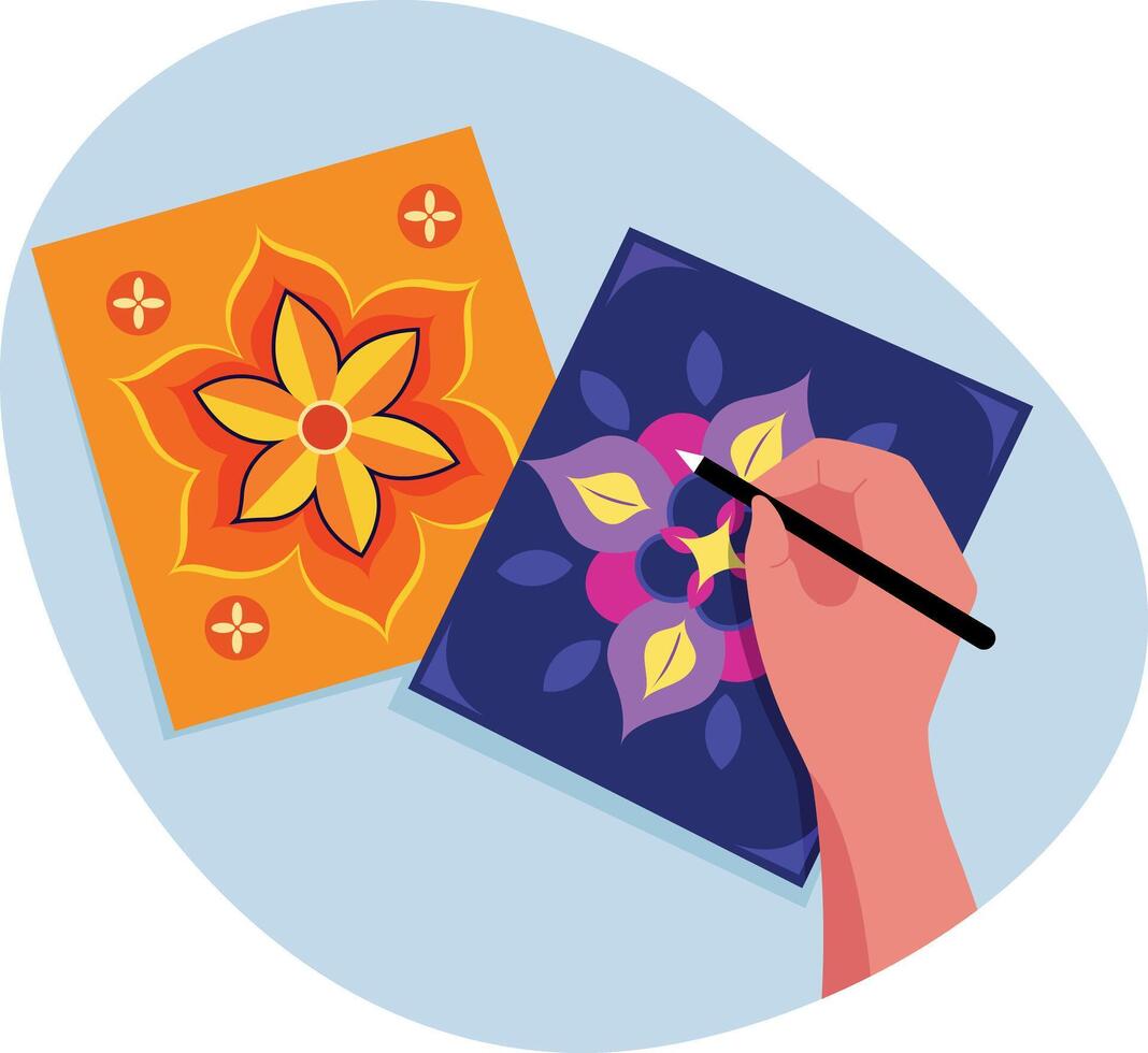 A flat style illustration of decorative diwali cards vector