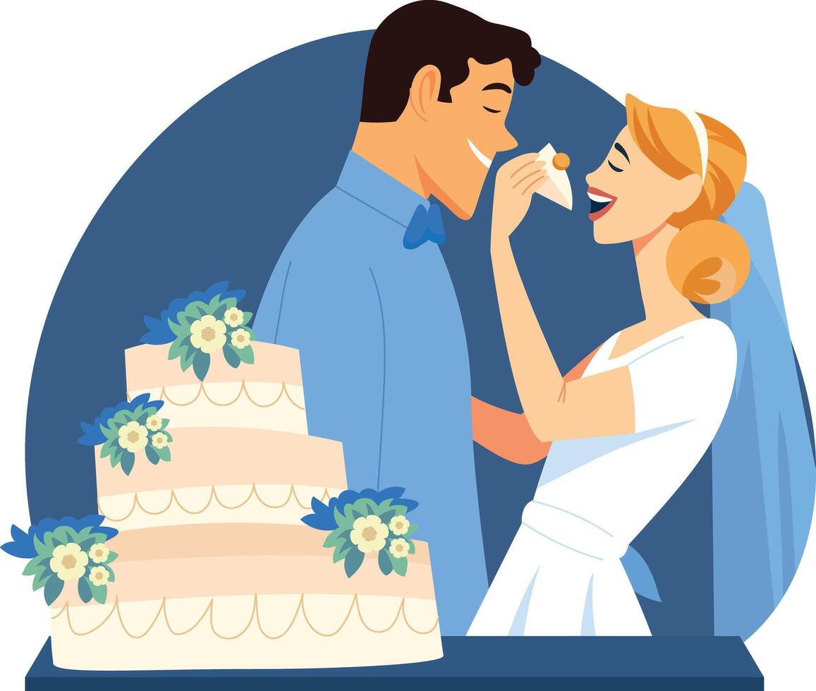 A flat style illustration of a wedding ceremony vector
