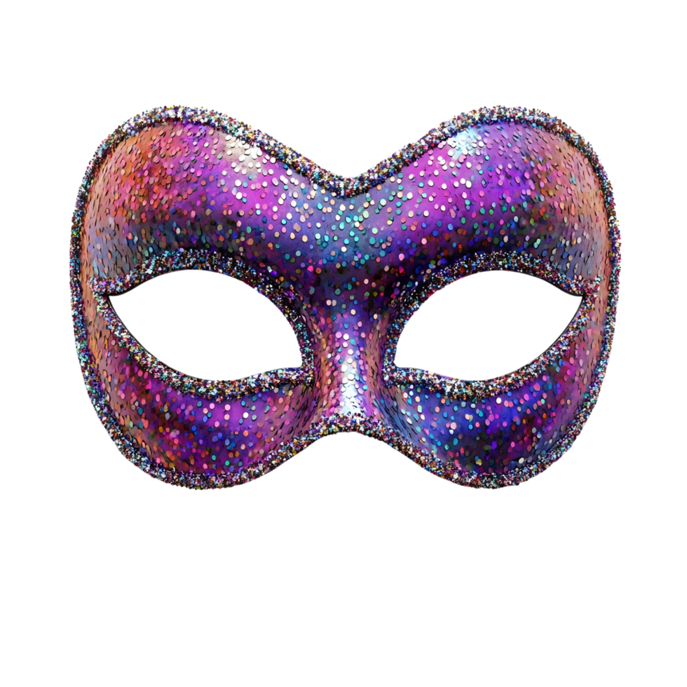 Realistic 3D carnival mask adorned with sparkling sequins Isolated on transparent Background png