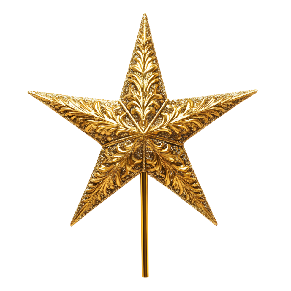 Holiday tree ornament in the form of a sparkling star Isolated on transparent Background png
