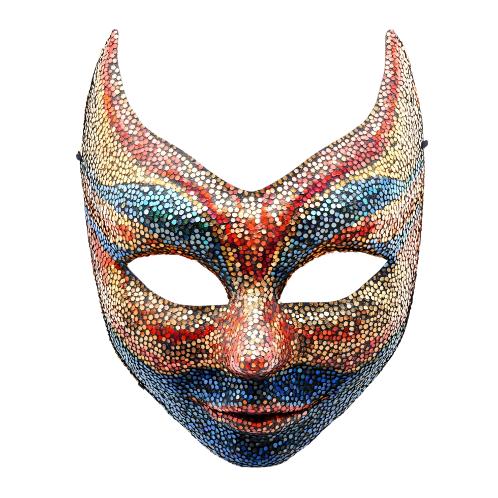 Artistic carnival face mask with glittering sequins design Isolated on transparent Background png