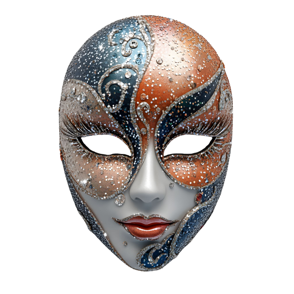 Sparkling carnival party mask in 3D with realistic texture Isolated on transparent Background png