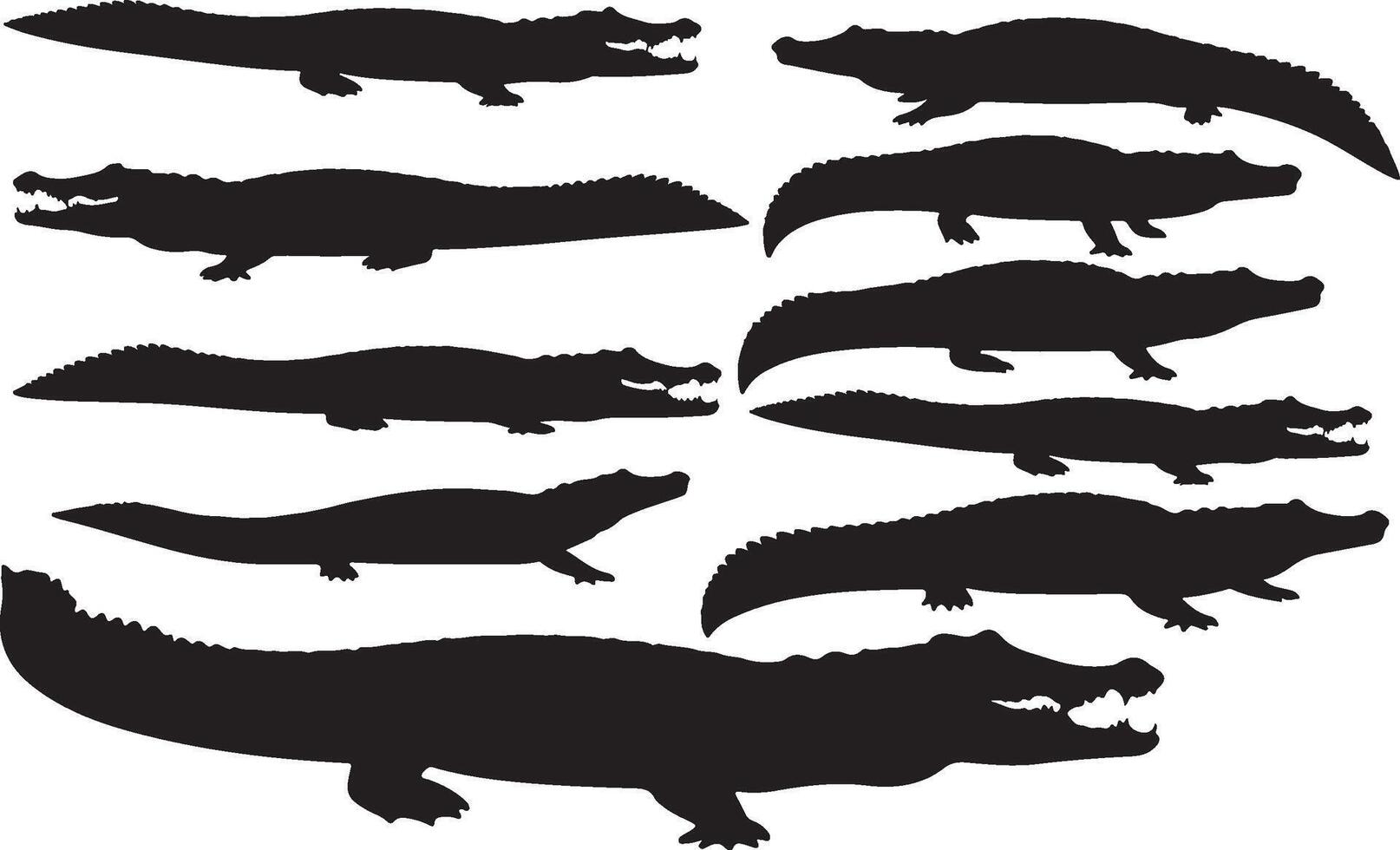 Crocodile silhouettes set of different crocodiles vector