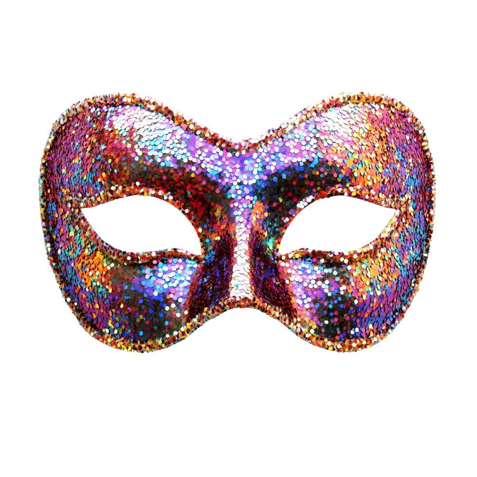 Stylish 3D carnival mask with ornate sparkle embellishments Isolated on transparent Background png