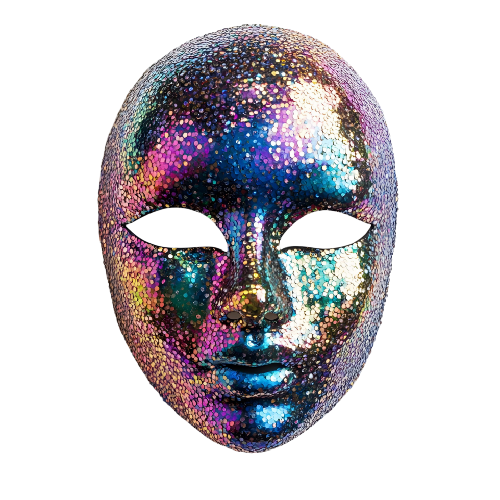 Elegant sequin carnival mask in detailed 3D crafted design Isolated on transparent Background png