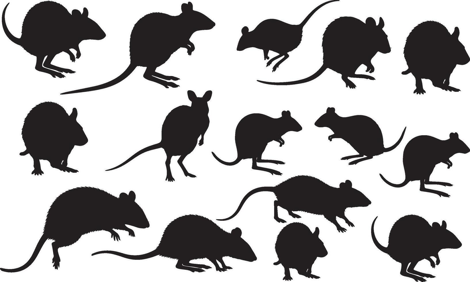 A set of silhouettes of mice and rats vector