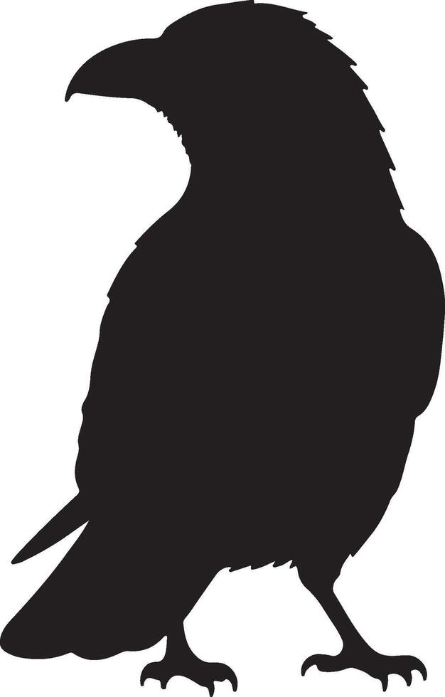 A black silhouette of a raven on a white background vector