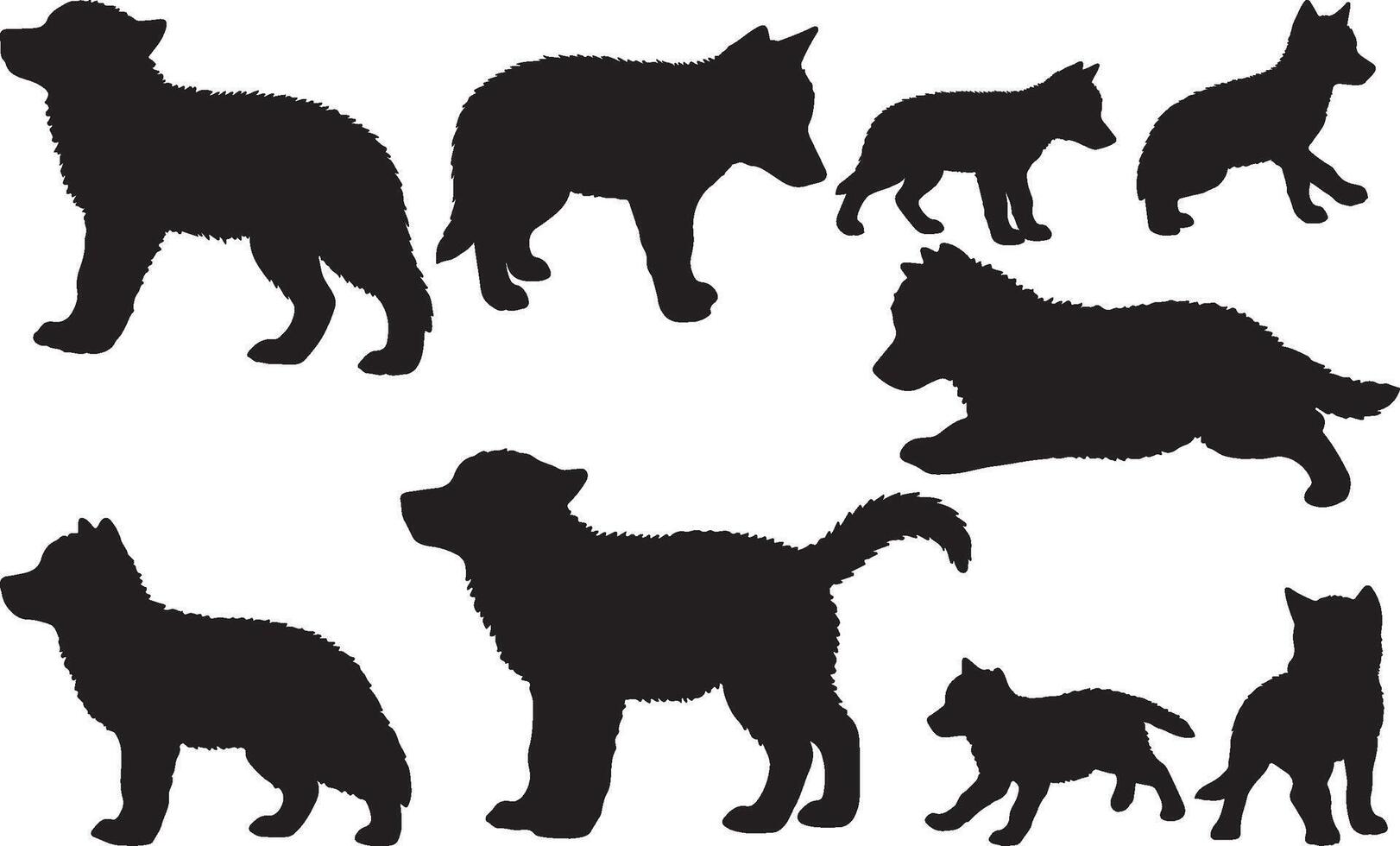 Gray Wolf silhouettes vector