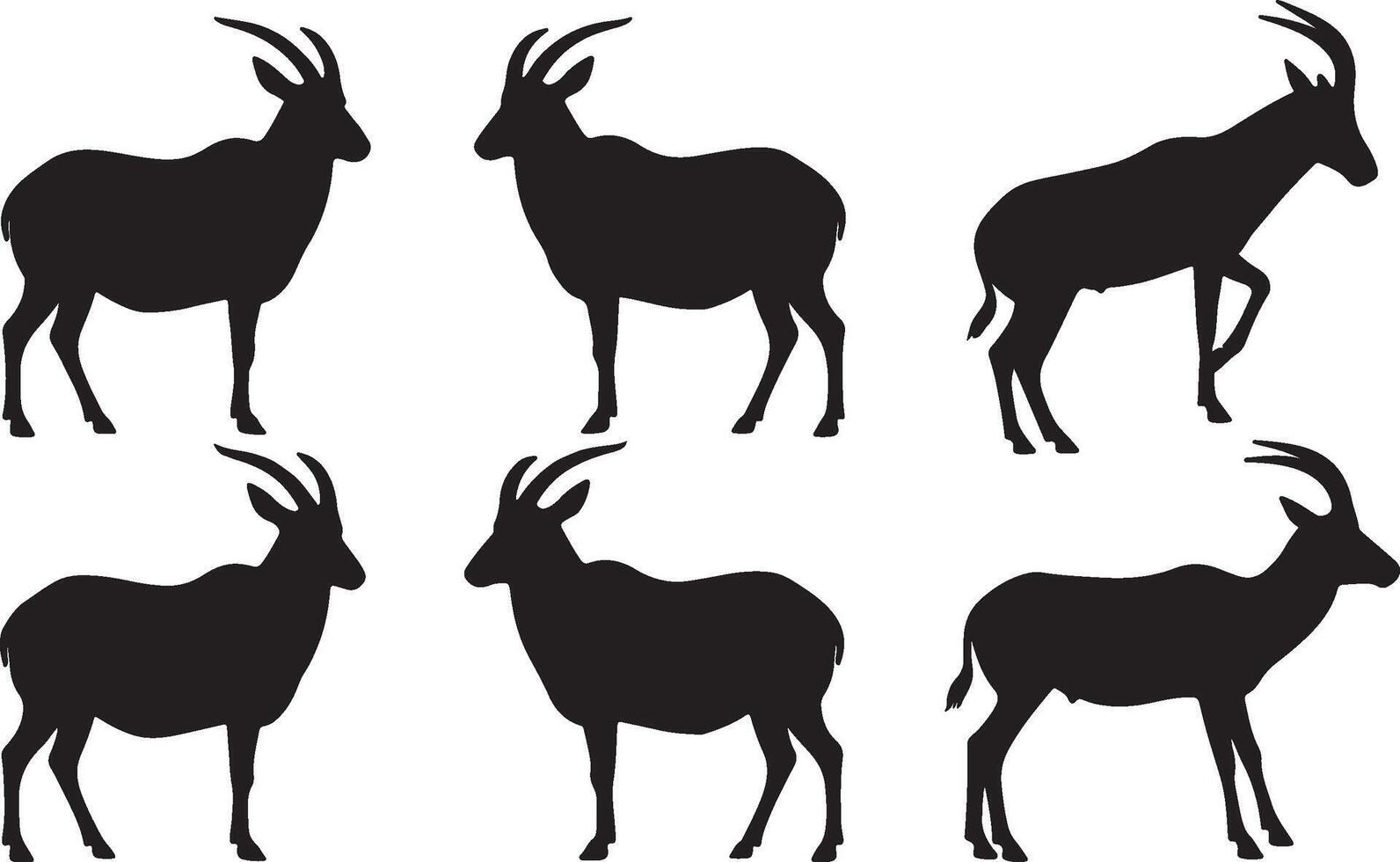 Silhouettes of different animals, including a goat vector