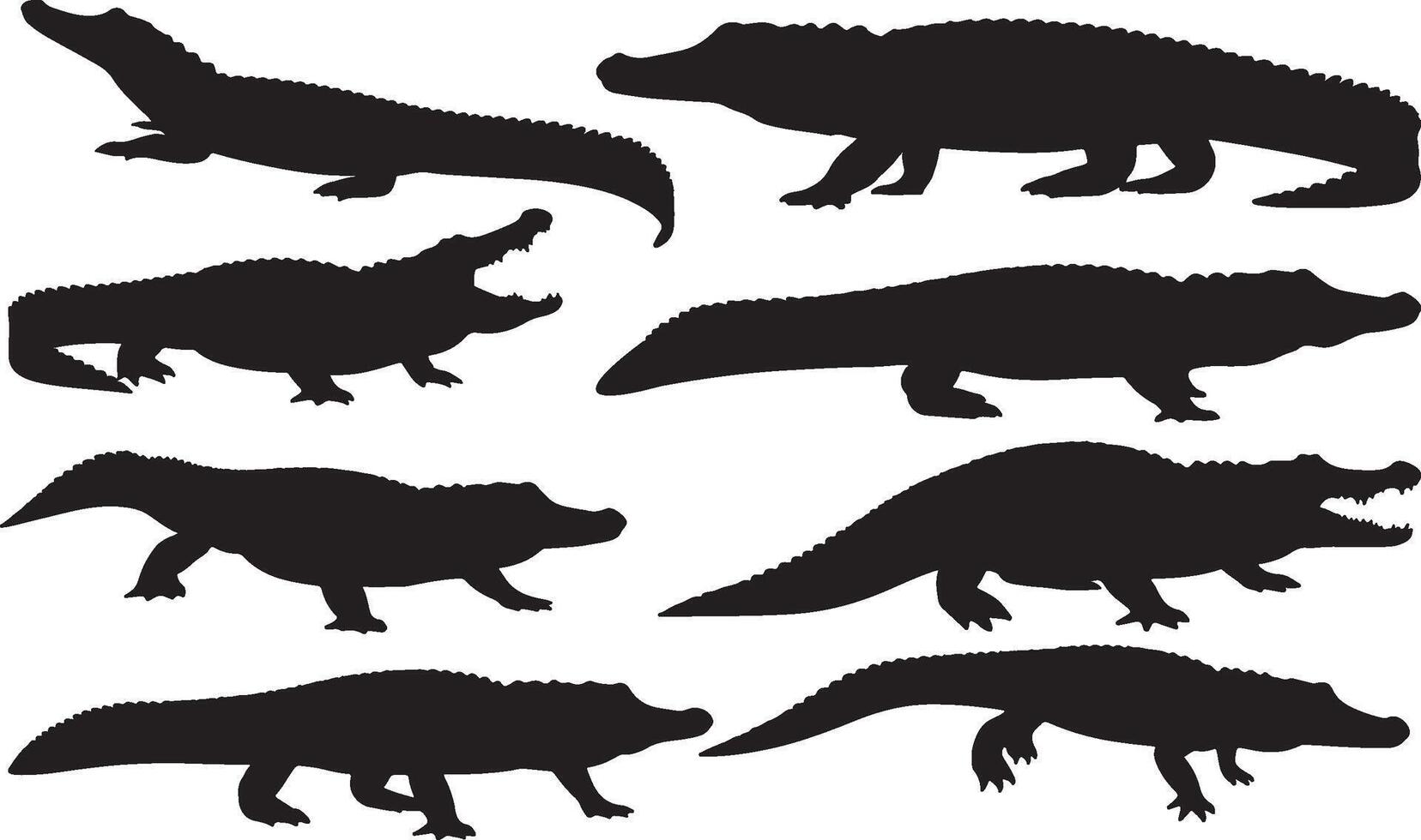 Crocodile silhouettes set illustration vector