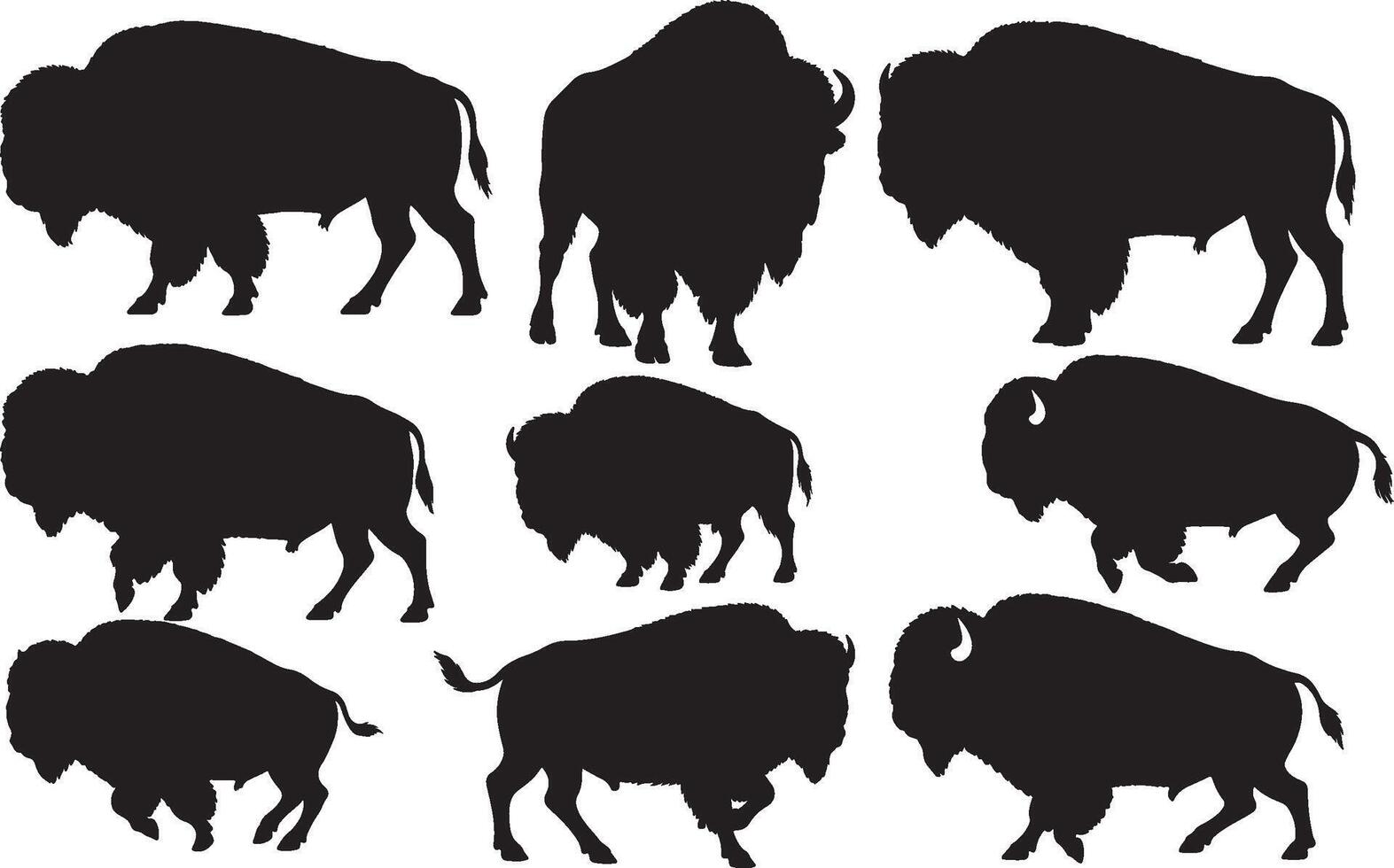Bison silhouettes illustration vector