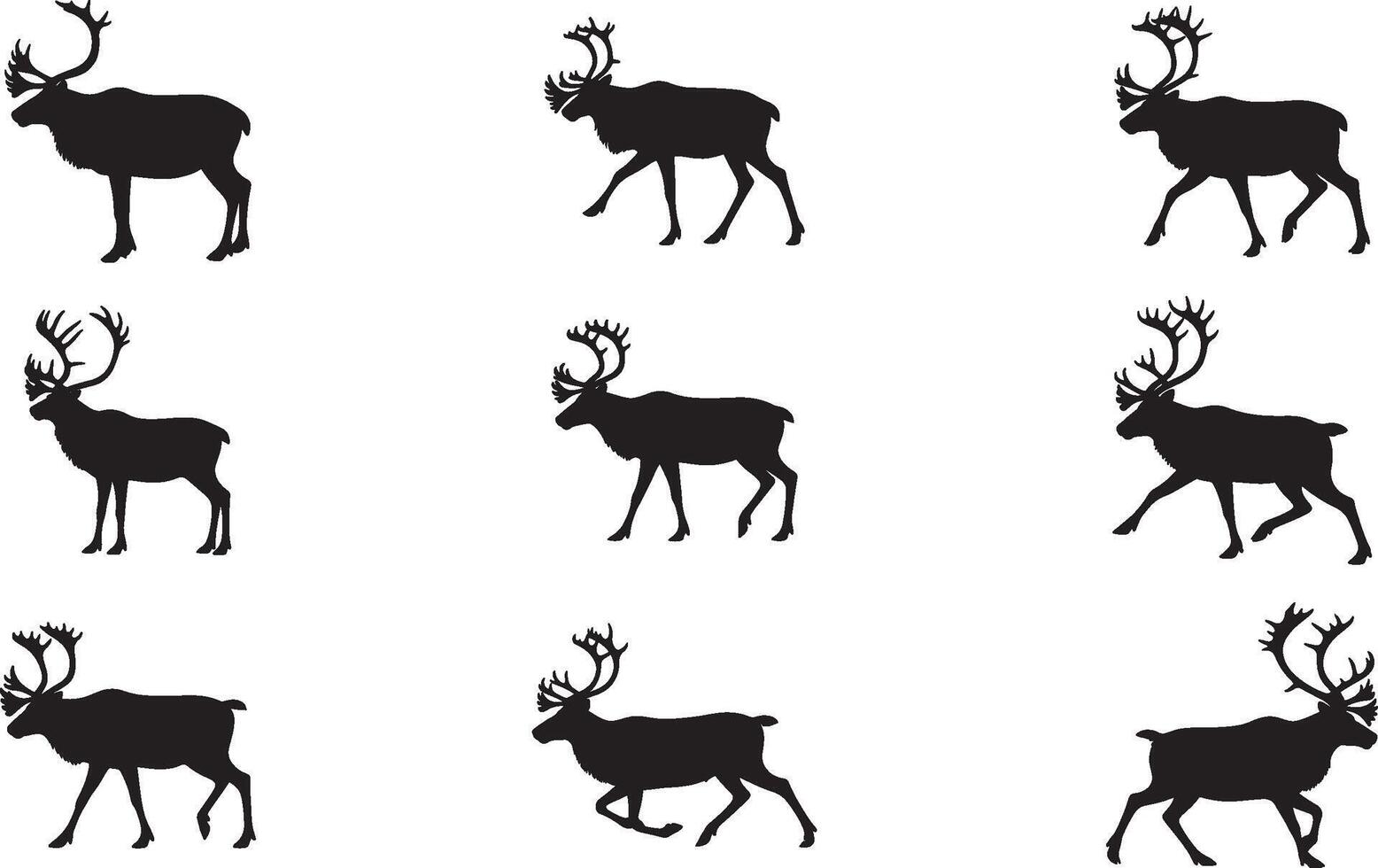 Deer silhouette set vector