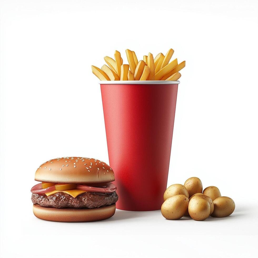 Realistic Fast Food Icon Isolated on White Background Ideal for Menu Design photo
