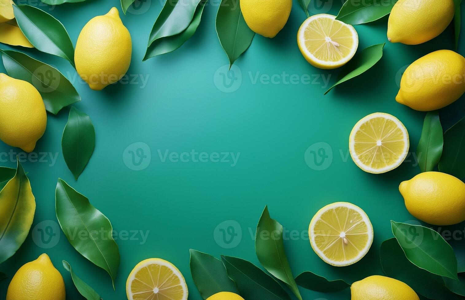 Vibrant and Colorful Background Filled with Fresh Lemon Perfect for Summer Ads photo
