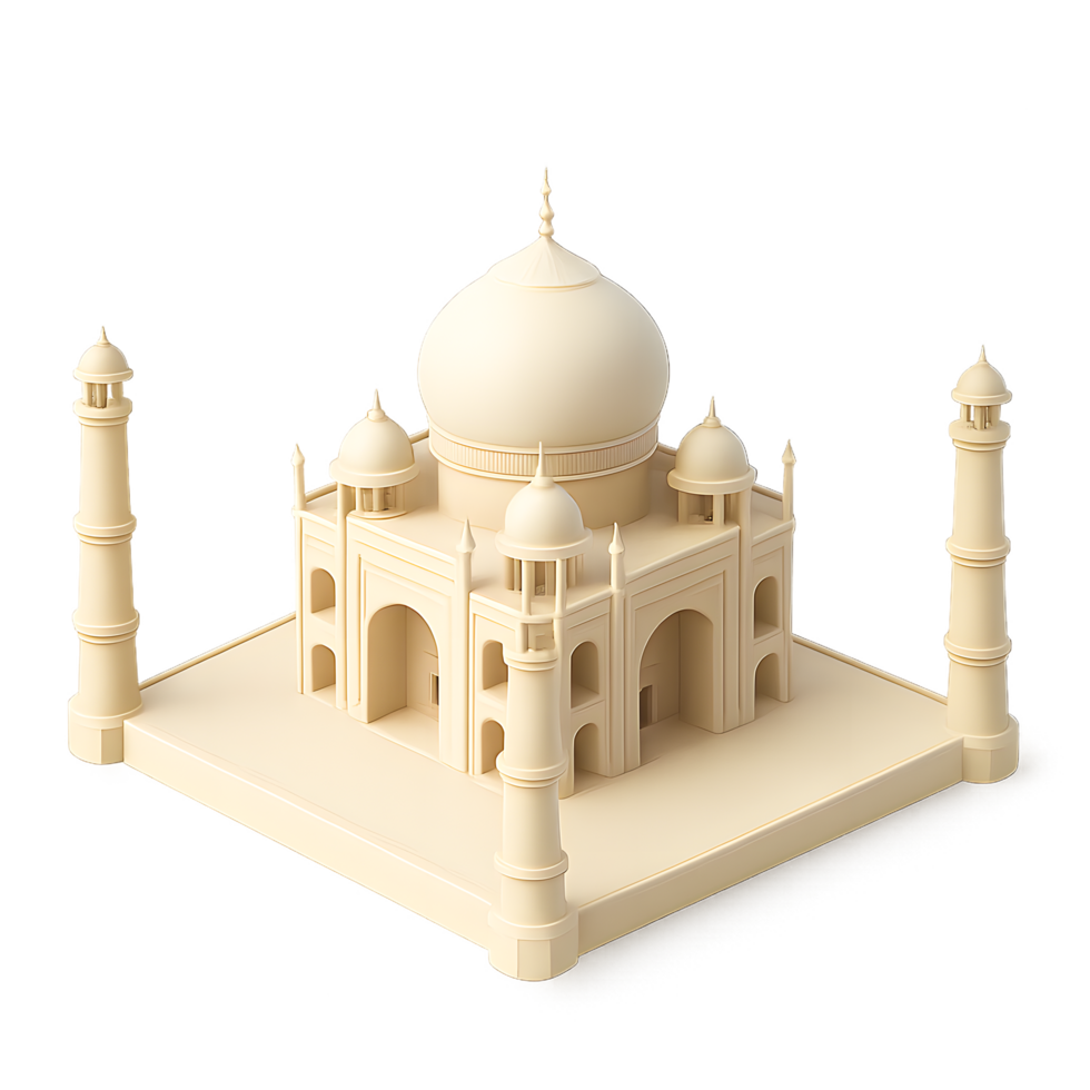 The taj mahal is a white building with two domes png