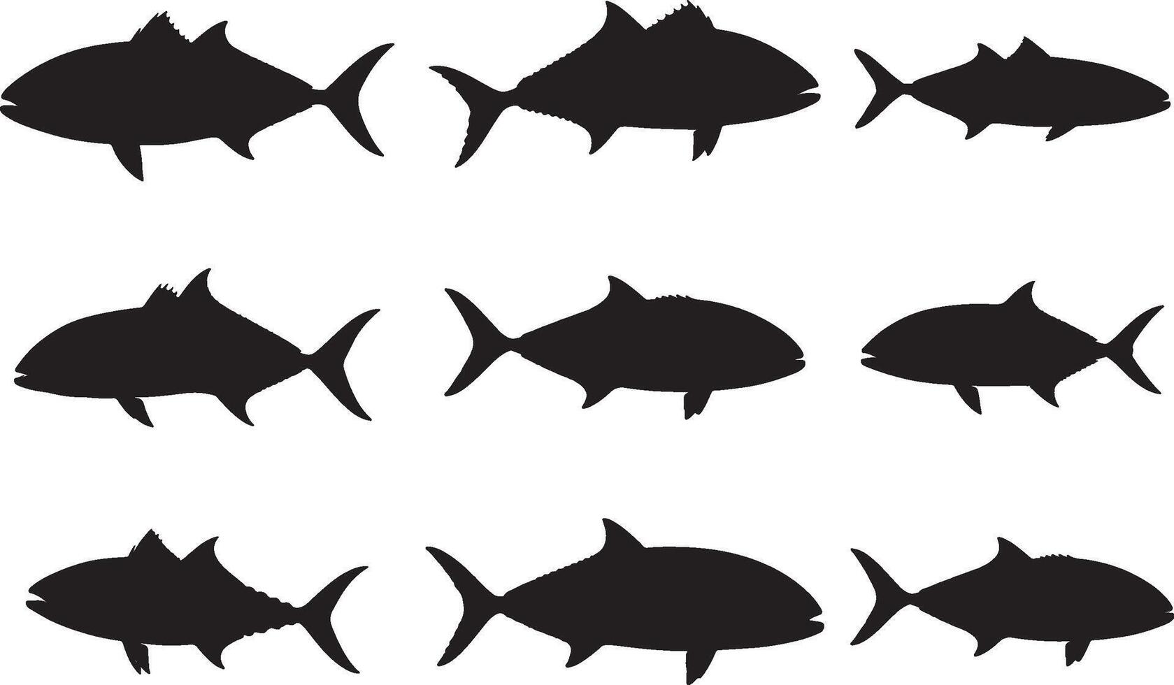 Silhouettes of fish on white background vector