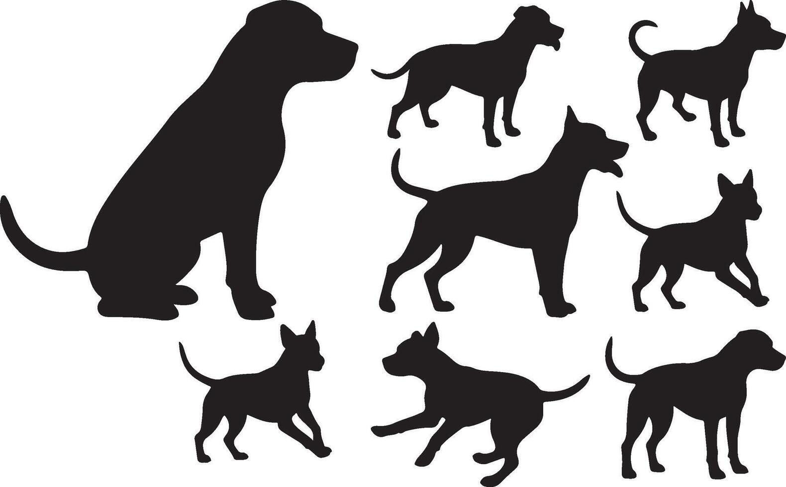 Dog silhouette set illustration vector