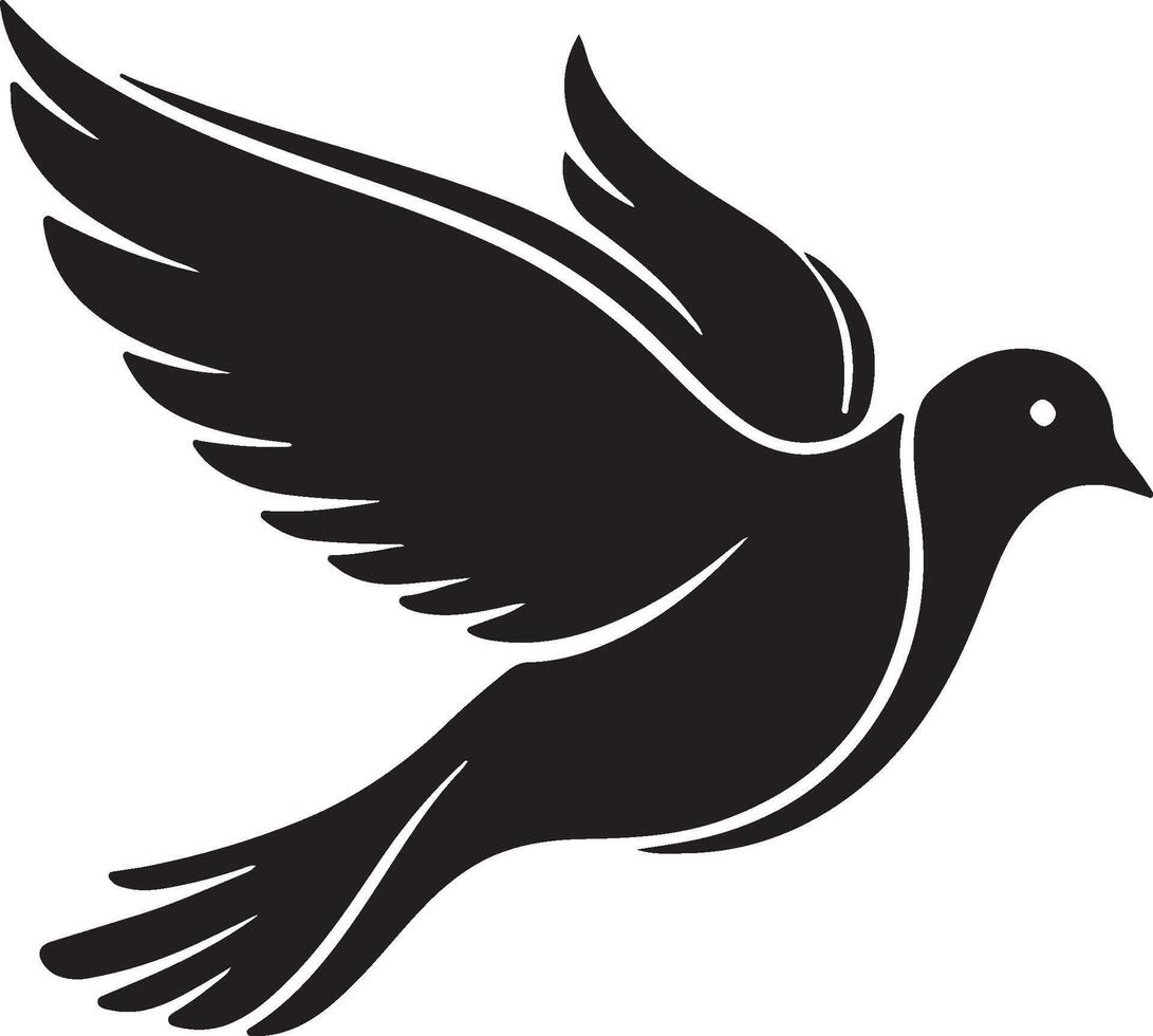 A black and white silhouette of a dove vector