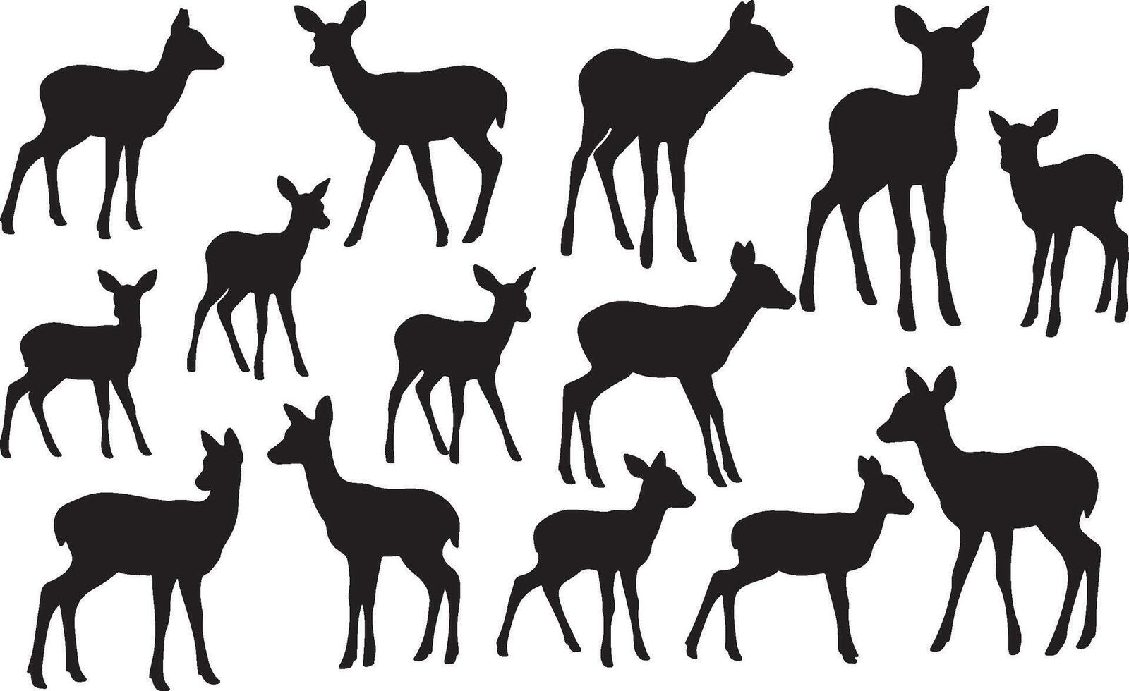 Deer silhouette set illustration vector