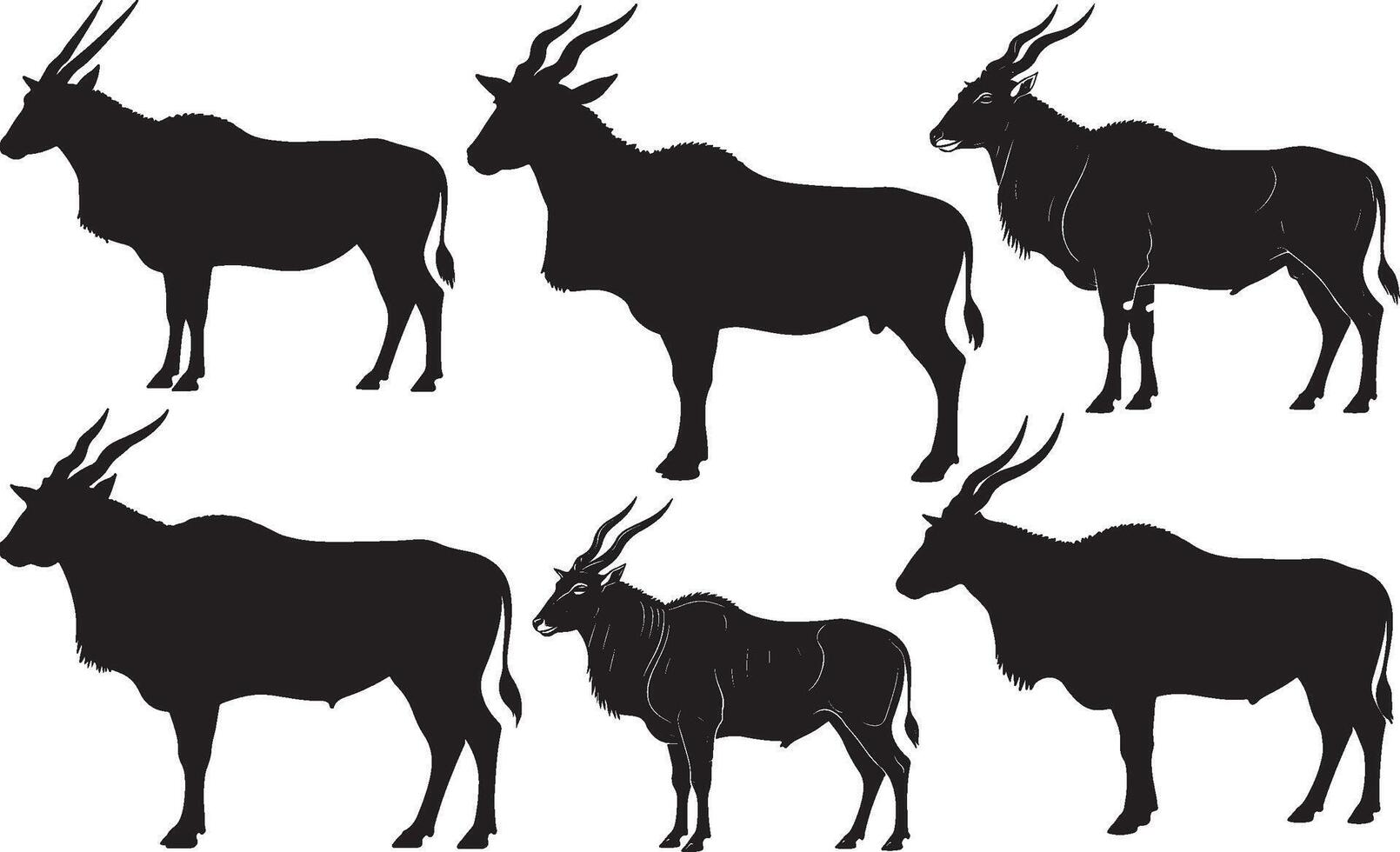 Silhouettes of antelope on white background vector