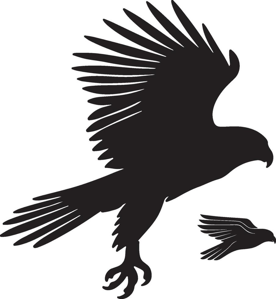A black eagle and a bird silhouette vector