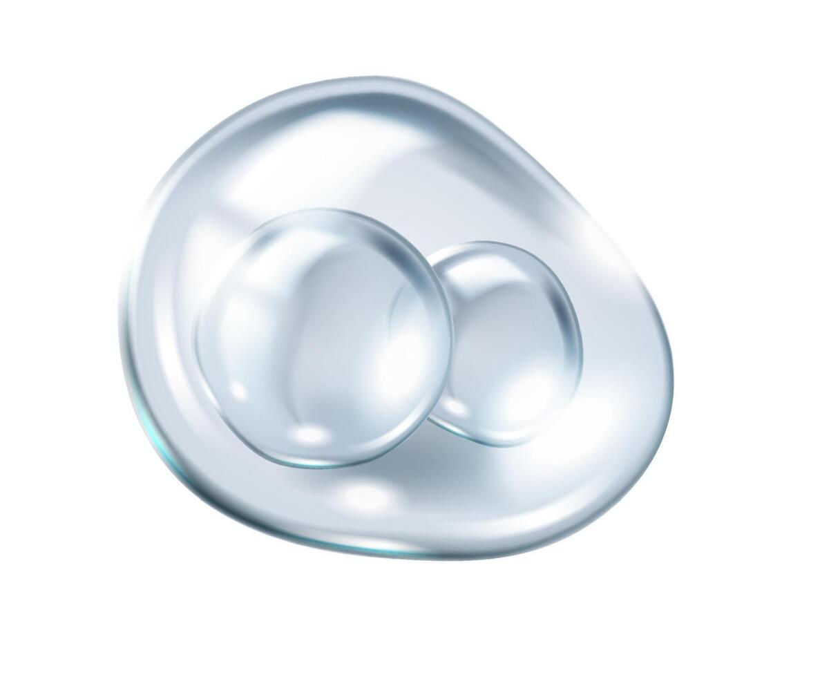 Collagen molecules floating within silver bubble realistic illustration. Healthy youthful skin elasticity 3d object on white background vector
