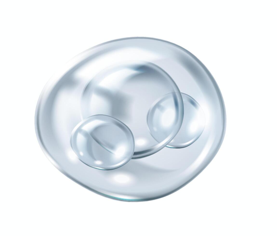 Microscopic collagen molecules drifting within bubble realistic illustration. Skincare nanotechnology for regeneration 3d object on white vector