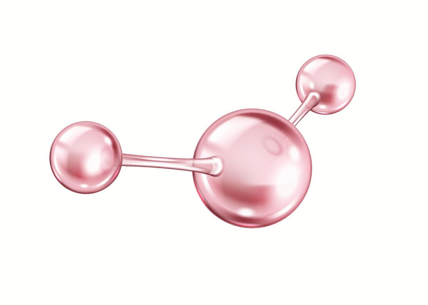 Interconnected pink spheres of collagen molecule realistic illustration. Triple helix protein configuration 3d object on white background vector