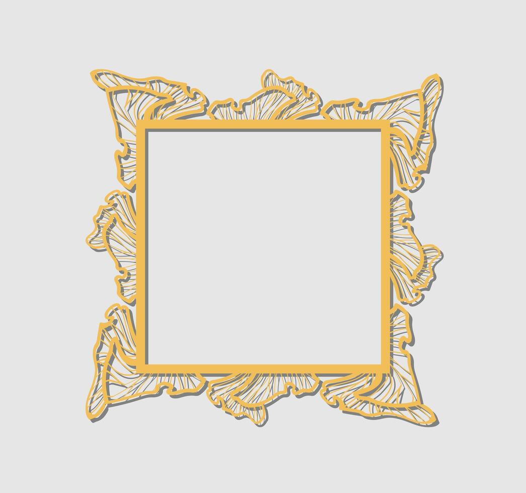 Hand drawn blank botanical gold frame design vector