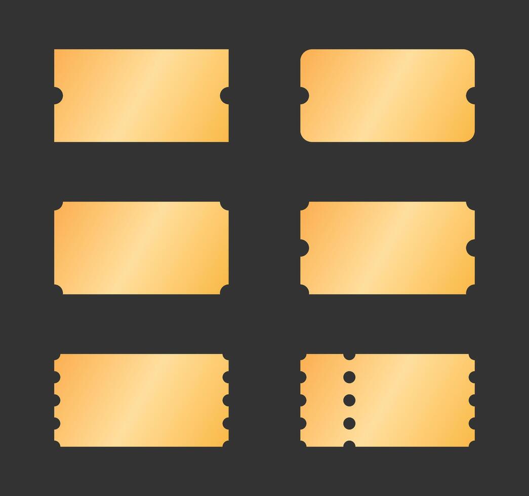 Set of blank gold tickets template design. vector