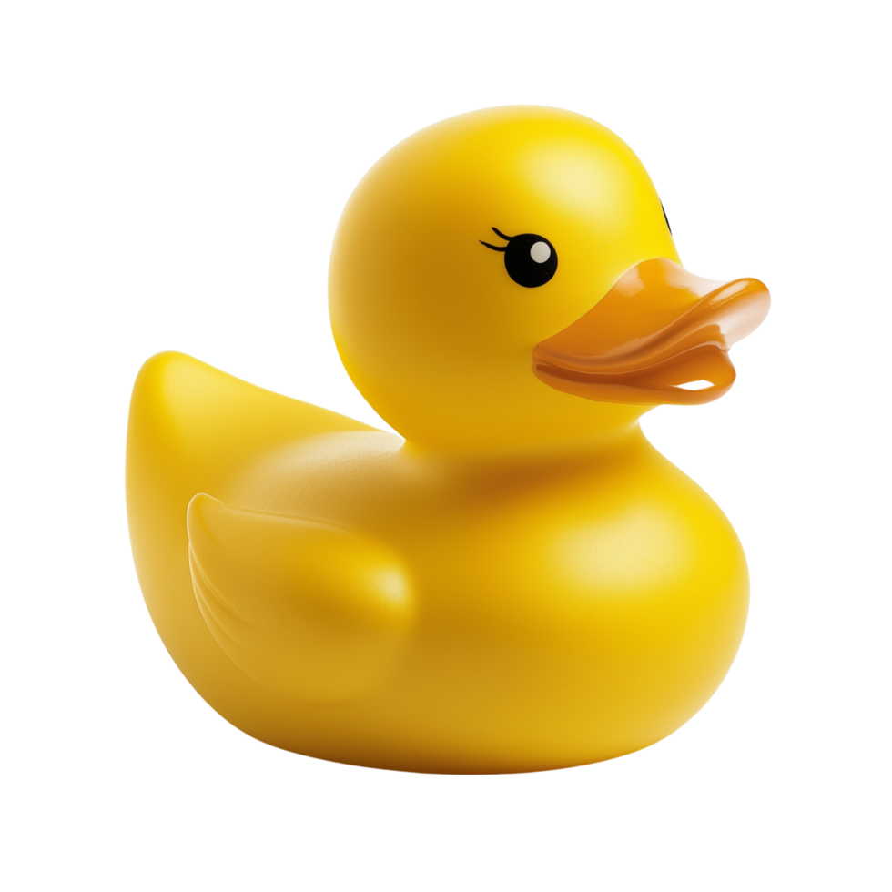 Shiny yellow rubber duck for fun bath moments Isolated on transparent Background png