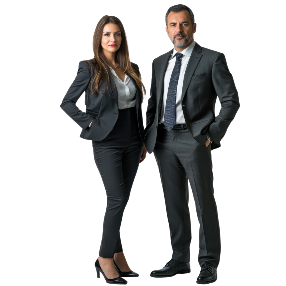Confident Business Team of Man and Woman in Formal Outfit Pose Isolated on transparent Background png