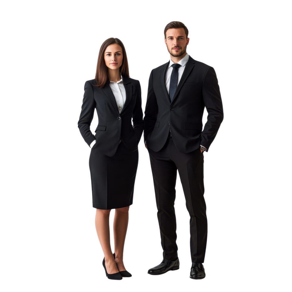 Male and Female Executives Standing with Confidence and Purpose Isolated on transparent Background png