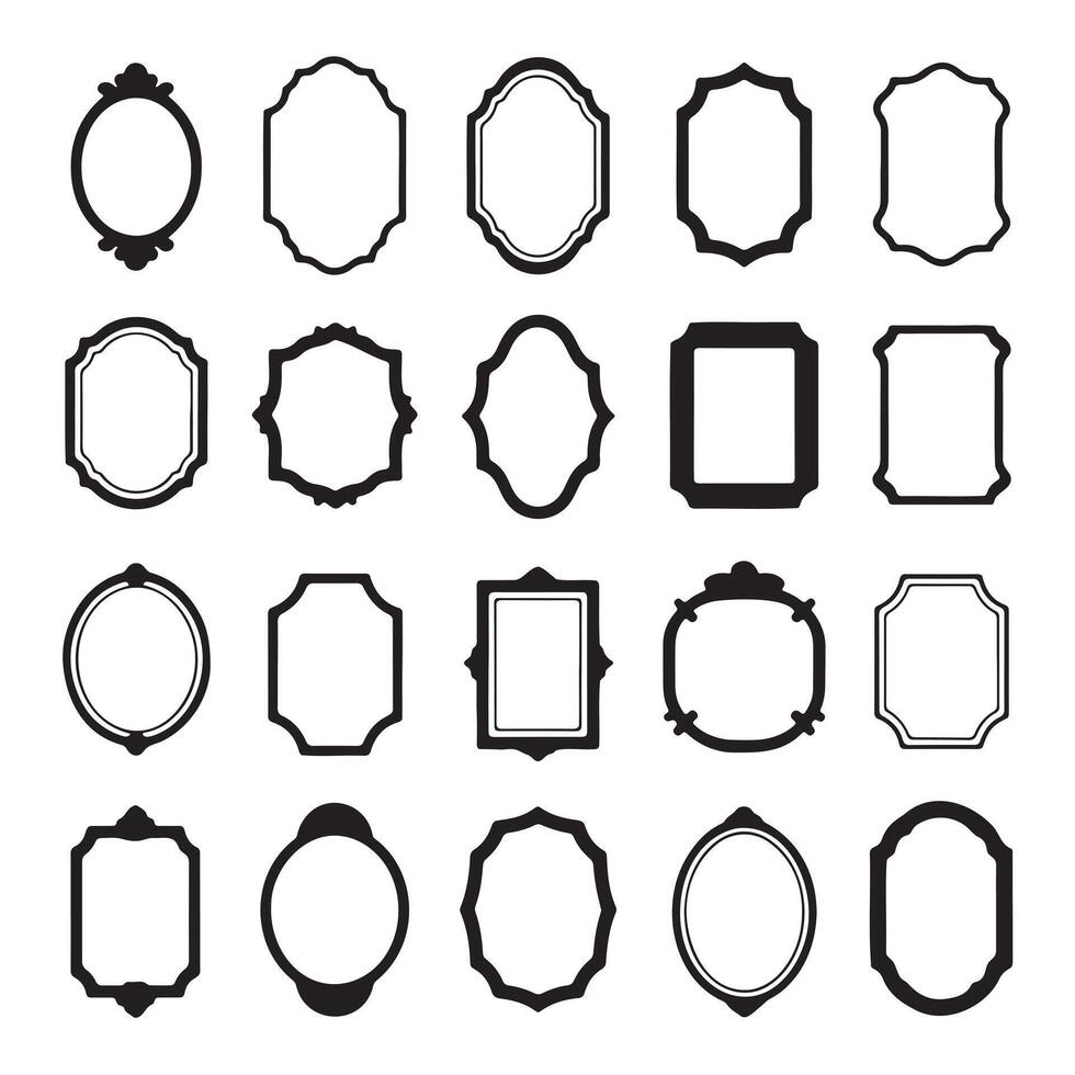 Black Silhouette Frames Collection for Design Projects vector