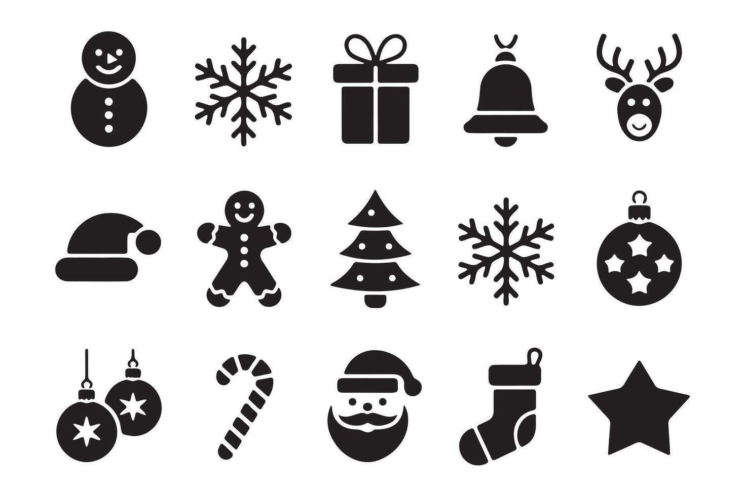 Christmas Icons Set - Black and White Graphics vector