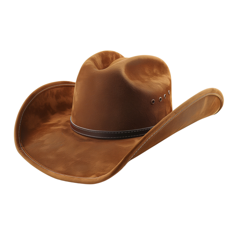 A classic brown cowboy hat, rustic and timeless, isolated on transparent Background png