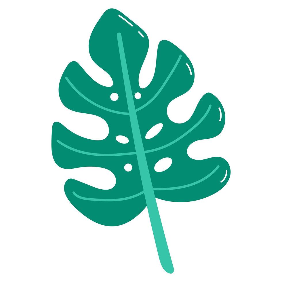 Cartoon Style Monstera Leaf, Cute and Playful Tropical Plant Illustration for Home Decor, Nature-Inspired Designs, and Botanical Art vector