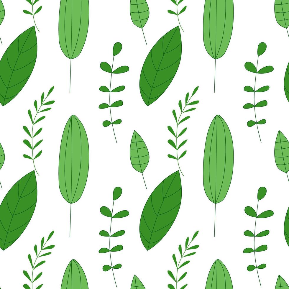 Seamless pattern with green leaves vector
