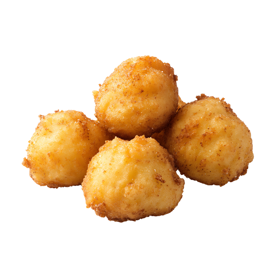 Crispy golden hush puppies served as savory fried snack Isolated on transparent Background png