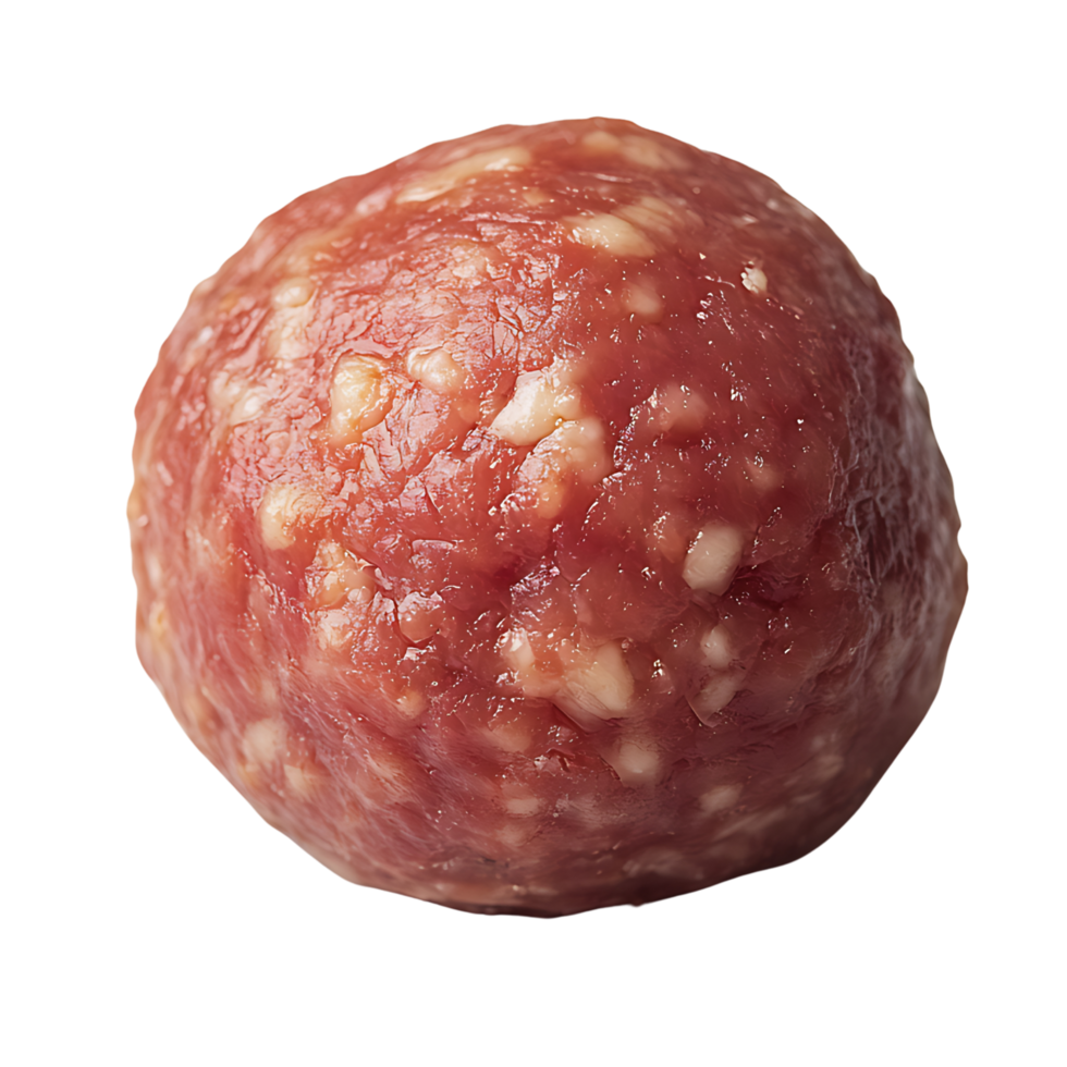 A raw meatball sitting alone, isolated on transparent Background png